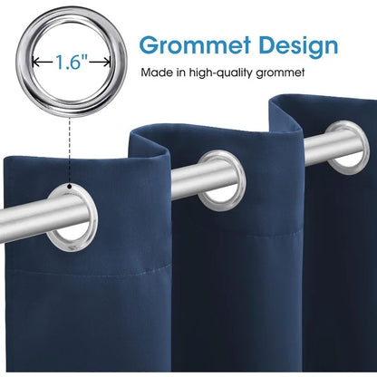 Aqua Blackout Curtains for Bedroom 52 X 84 Inch Length 2 Panels Set Room Darkening Bedroom Curtains