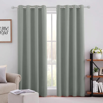 Aqua Blackout Curtains for Bedroom 52 X 84 Inch Length 2 Panels Set Room Darkening Bedroom Curtains