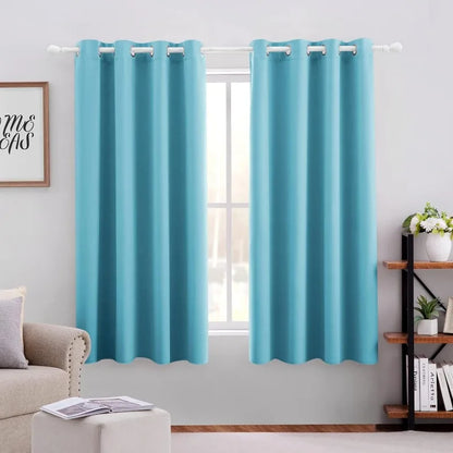 Aqua Blackout Curtains for Bedroom 52 X 84 Inch Length 2 Panels Set Room Darkening Bedroom Curtains