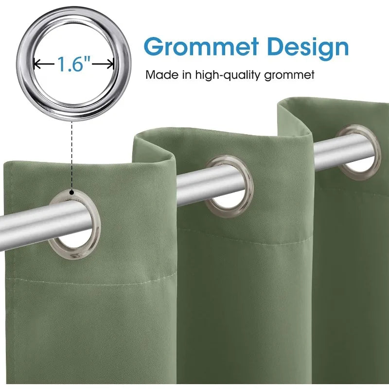 Aqua Blackout Curtains for Bedroom 52 X 84 Inch Length 2 Panels Set Room Darkening Bedroom Curtains