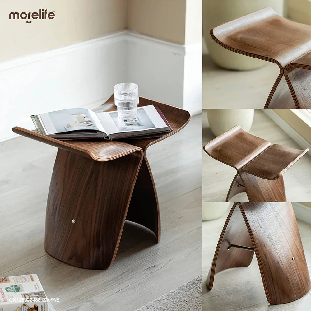 Ash Plywood Butterfly Stool Living Room Bedroom Wooden 4 Colors Natural/Black/Walnut Coffee Table Display Stools Home Furniture