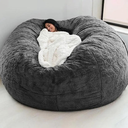 No Stuffed Gray Bean Bag Chair Giant Beanbag Pouf Sofa Bed Puff Futon Room Seat Tatami Relax Lounge Furniture Only Bag Case