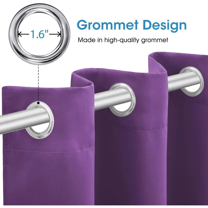 Aqua Blackout Curtains for Bedroom 52 X 84 Inch Length 2 Panels Set Room Darkening Bedroom Curtains