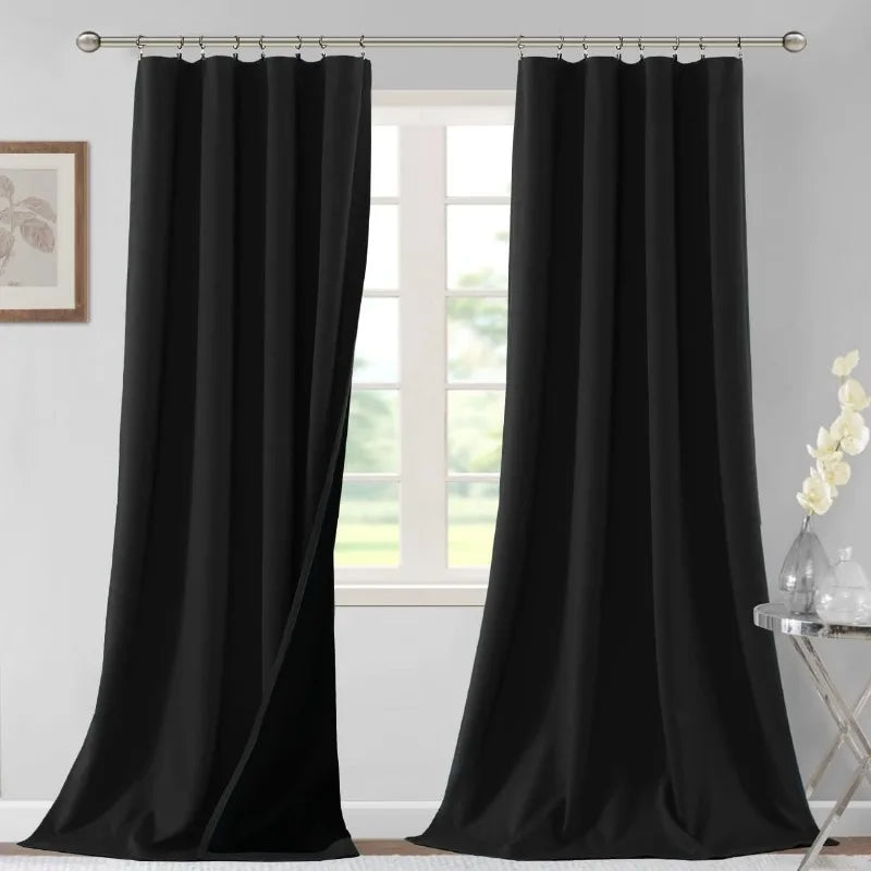 100% Blackout Curtains for Bedroom Thermal Insulated Blackout Curtains 84 Inches Long Rod Pocket Window Drapes