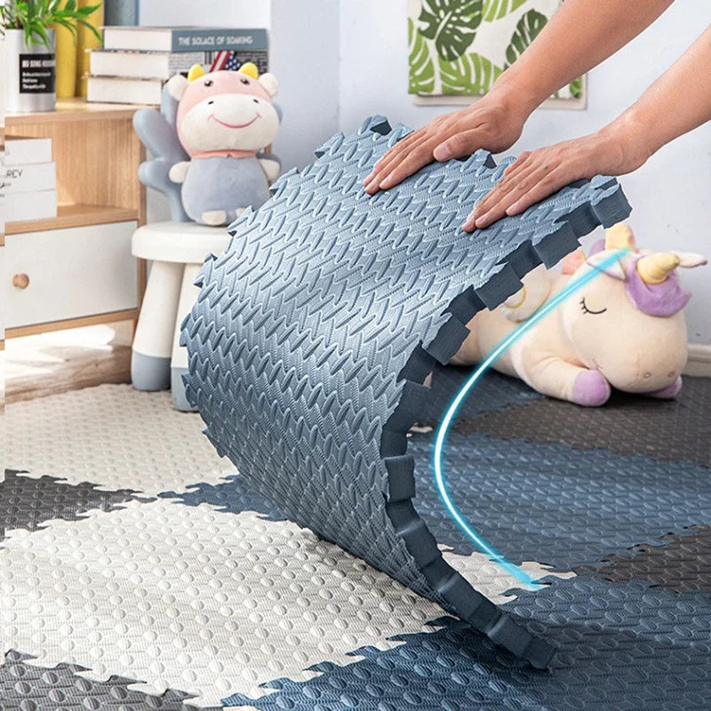 16PCS 30*30cm Sports Gym Mat Protection EVA Leaf Grain Floor Mats Yoga Fitness Non-Slip Splicing Rugs Thicken Shock Room Workout