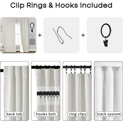 104 Inch Long Blackout Curtains 2 Panel Set,Pleated Linen Black Out Back Tab Drapes for Living Room,105 Inch Length