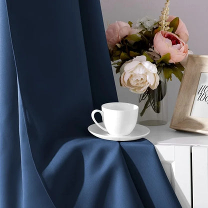Aqua Blackout Curtains for Bedroom 52 X 84 Inch Length 2 Panels Set Room Darkening Bedroom Curtains
