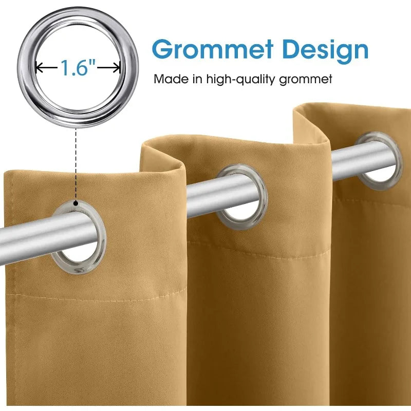 Aqua Blackout Curtains for Bedroom 52 X 84 Inch Length 2 Panels Set Room Darkening Bedroom Curtains