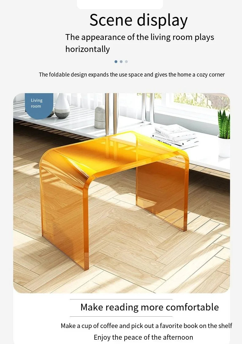 Transparent Acrylic Sofa Side Table Living Room Coffee Table Creative Floor Table With Magazine Rack Bedside Table For Bedroom