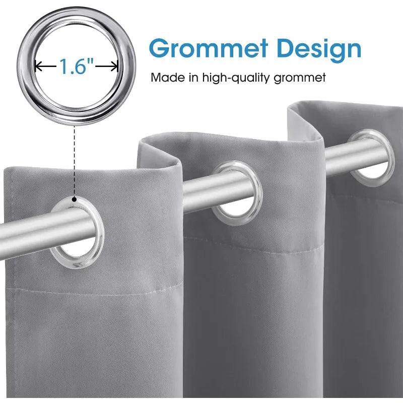 Aqua Blackout Curtains for Bedroom 52 X 84 Inch Length 2 Panels Set Room Darkening Bedroom Curtains
