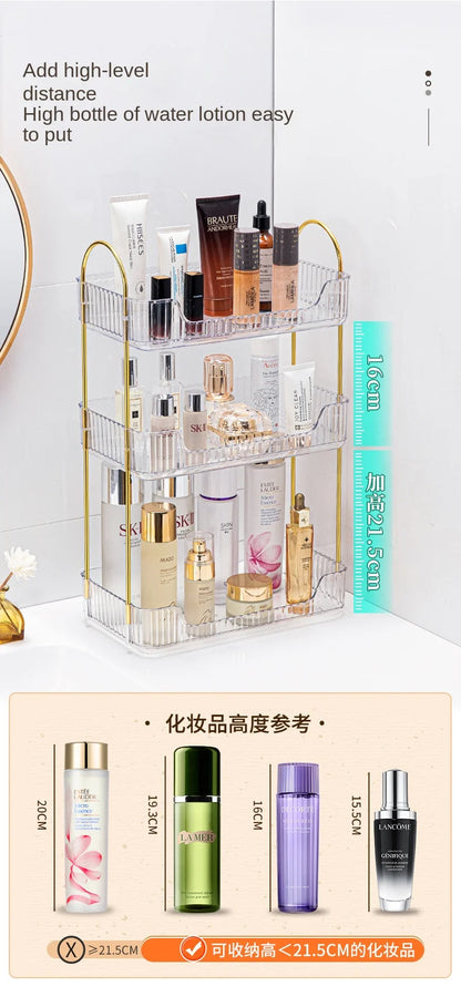 Bathroom storage rack, desktop cosmetics storage box, bathroom metal bedroom decoration, kitchen storage rack