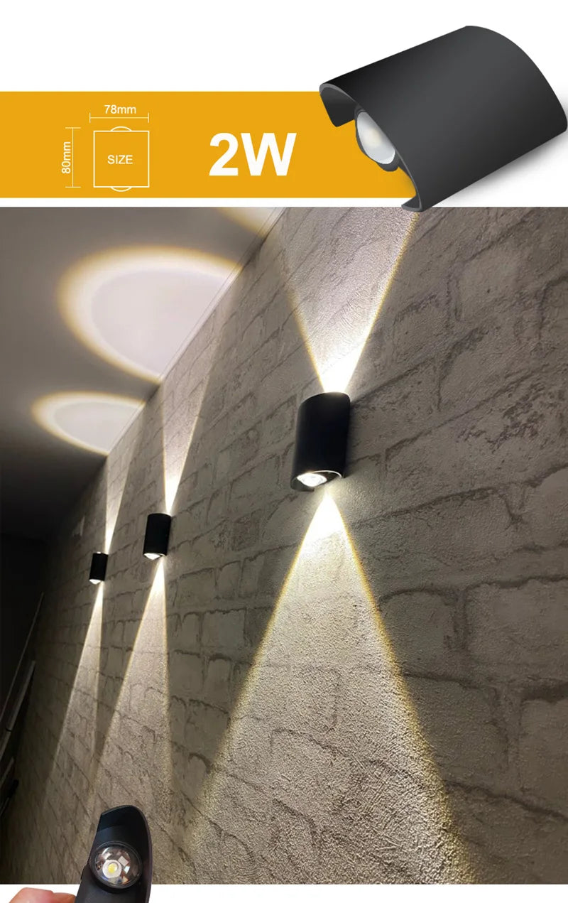 Up and Down LED Wall Lamp Waterproof IP65 Aluminium Interior Wall Light For Bedroom Living Room Corridor Indoor Outdoor Lighting