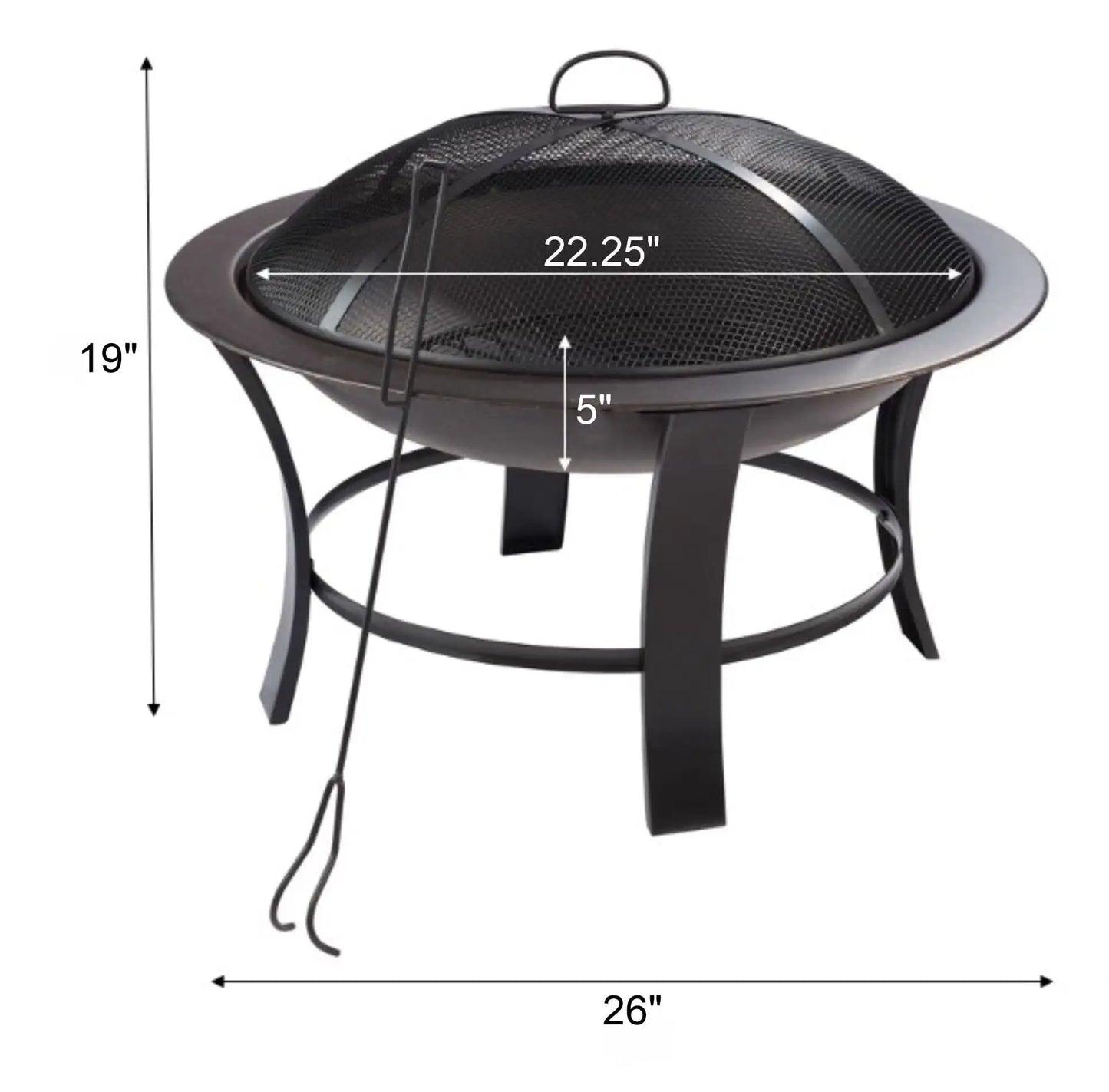 Mainstays 26" Round Iron Outdoor Wood Burning Fire Pit, Black