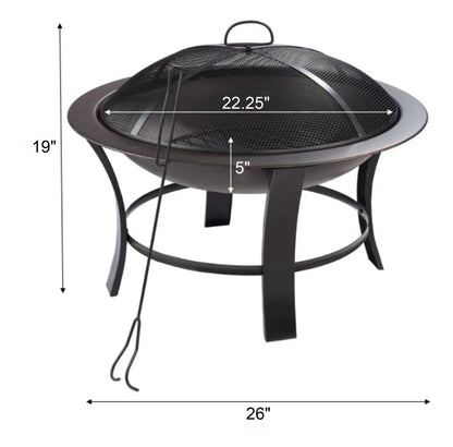 Mainstays 26" Round Iron Outdoor Wood Burning Fire Pit, Black