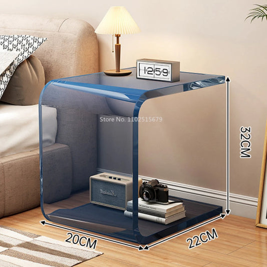 Transparent Acrylic Sofa Side Table Living Room Coffee Table Creative Floor Table With Magazine Rack Bedside Table For Bedroom