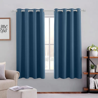 Aqua Blackout Curtains for Bedroom 52 X 84 Inch Length 2 Panels Set Room Darkening Bedroom Curtains