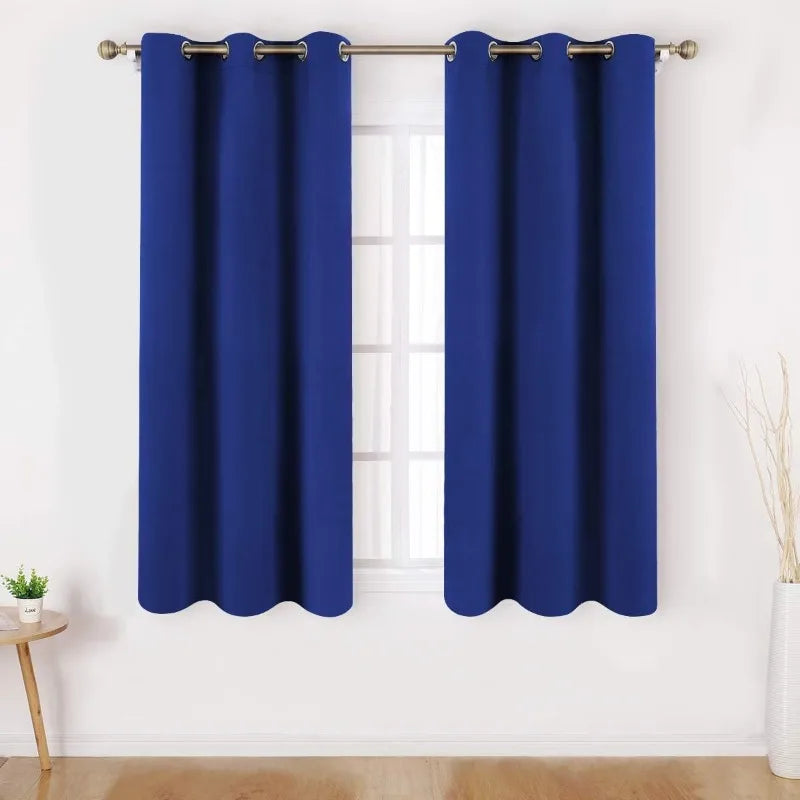 Aqua Blackout Curtains for Bedroom 52 X 84 Inch Length 2 Panels Set Room Darkening Bedroom Curtains