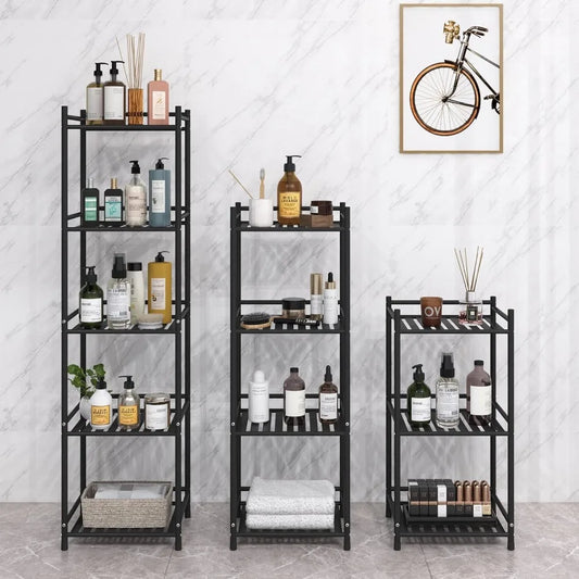 3 Tier Bathroom Storage Open Shelf Unit, Free-Standing Metal Corner Rack Shelving for Kitchen, Living Room, Hallway (Bright Gray