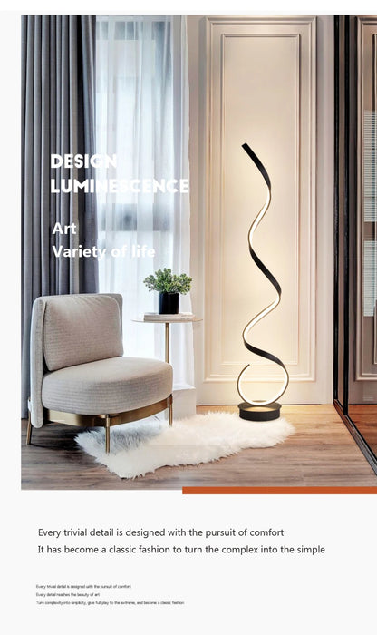 Modern LED Floor Lamp Home Decor Spiral Line Lights Bedroom Living Room Sofa Corner Black White Indoor Vertical Lighting Lustre