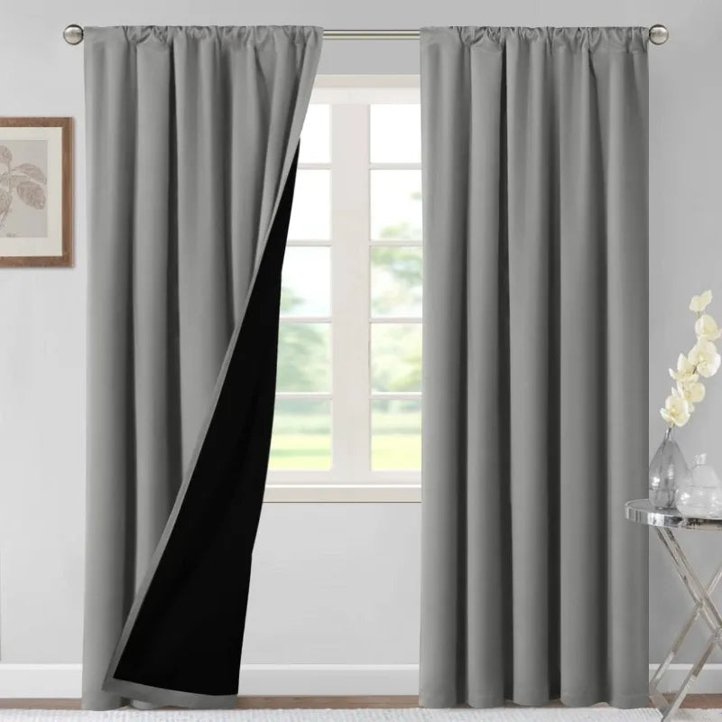 100% Blackout Curtains for Bedroom Thermal Insulated Blackout Curtains 84 Inches Long Rod Pocket Window Drapes