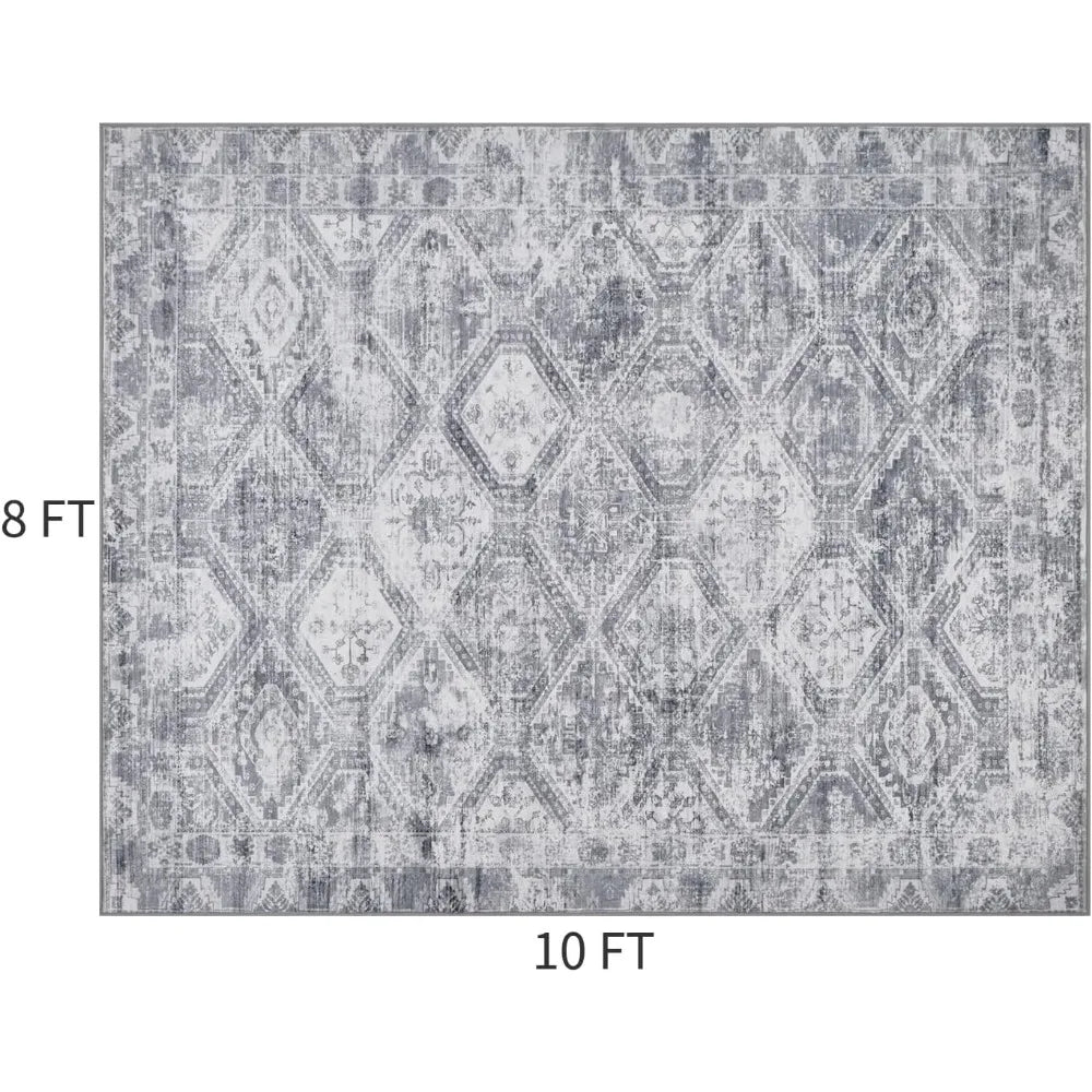 Area Rugs for Living Room, Machine Washable Non Slip Rug Modern Distressed Moroccan Indoor Area Rug Carpet Ultra Soft Rugs