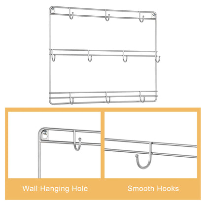 2PCS Metal Wall Mounted Coffee Mug Storage Rack with 10 Hooks,Cup Display Organizer for Kitchen