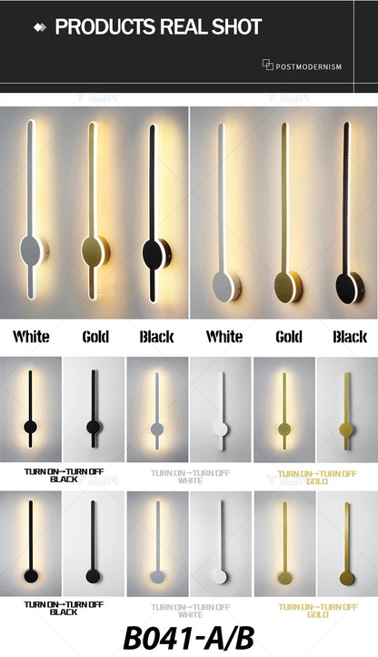 40CM Line Wall Lamp Modern LED Indoor Wall Light Nordic Long Sconce Living Room Background Corridor Beside Decorate Lighting