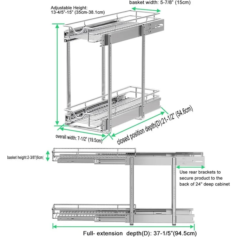 Pull Out Cabinet Organizer, Cabinet Pull Out Shelves, 2 Tier Pull Out Drawers for Kitchen Cabinets,