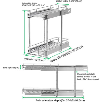 Pull Out Cabinet Organizer, Cabinet Pull Out Shelves, 2 Tier Pull Out Drawers for Kitchen Cabinets,