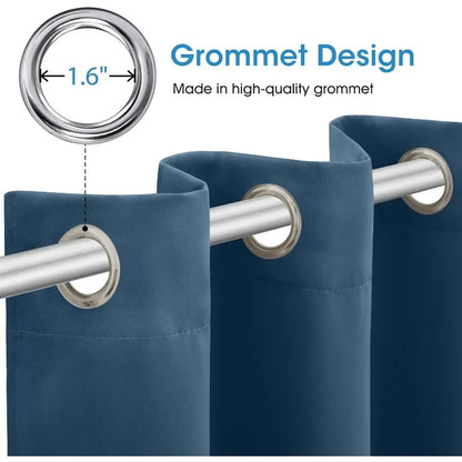 Aqua Blackout Curtains for Bedroom 52 X 84 Inch Length 2 Panels Set Room Darkening Bedroom Curtains