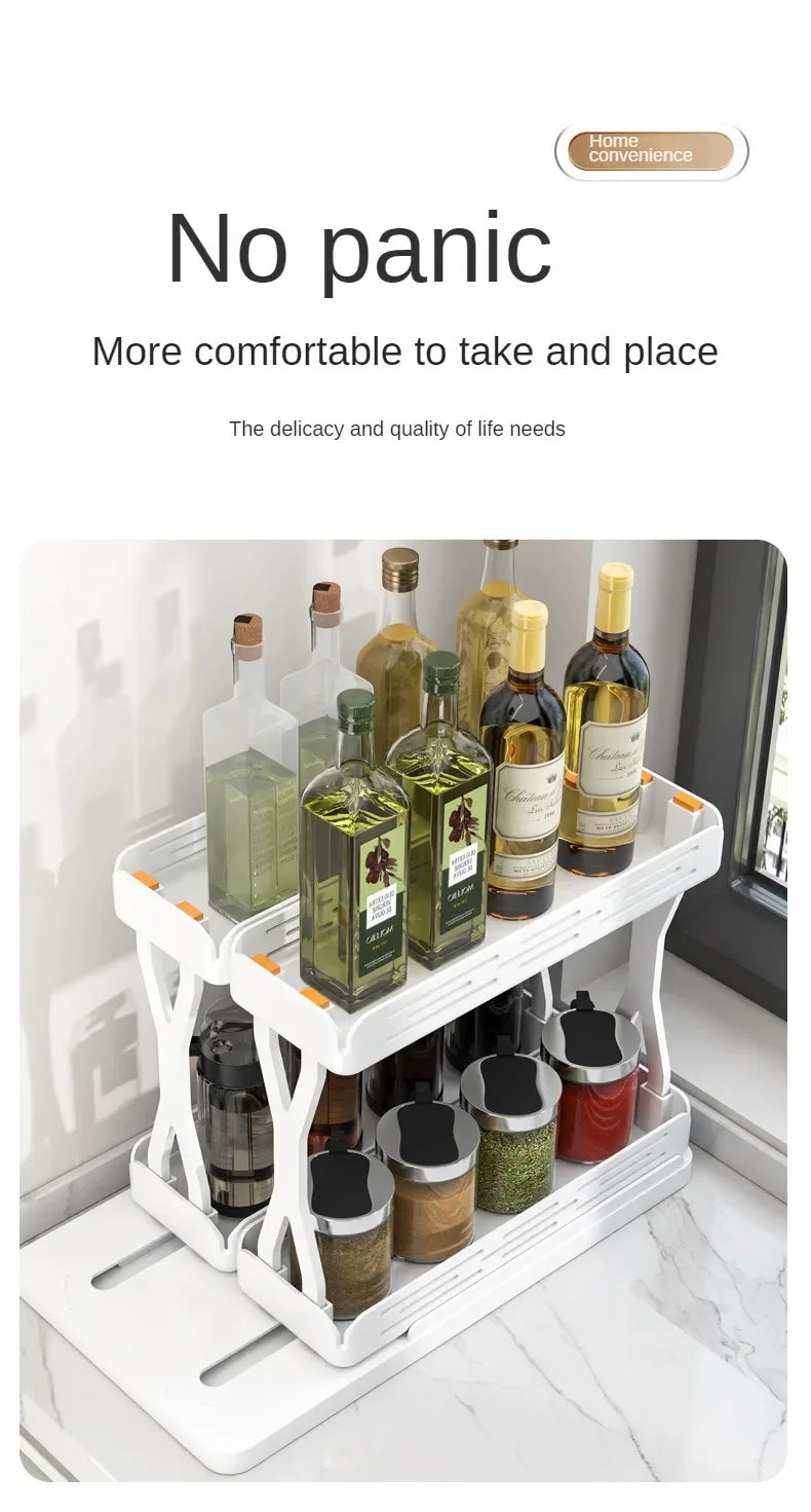 Pull Out Rotating Shelf Spice Bottle Organiser Multi-functional Kitchen Spice Rack Organiser Bathroom Cosmetic Organiser