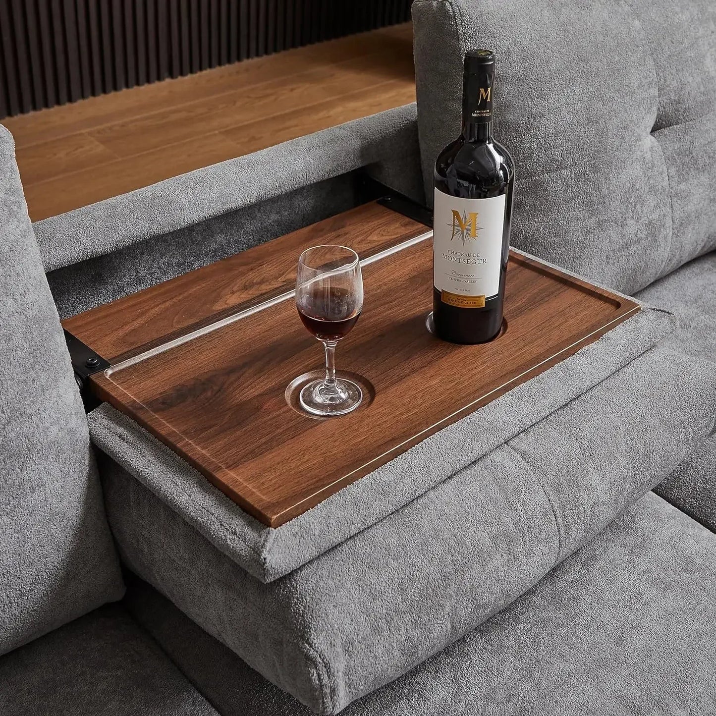 Convertible Sectional Sofa with Storage, 4 Seat L Shaped Couch with Chaise and Cup Holder Fabric Sofas Couches for Living Room