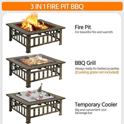 Fire Pits for Outside Outdoor Fire Pits for Bonfire Patio BBQ Camping Bronze Fireplace with Spark Screen,Fire Pits