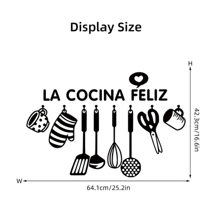 Cartoon Black Spoon Scissors Silhouette Kitchen Tool Wall Stickers for Bedroom Living Room Kitchen Decoration Wall Decals