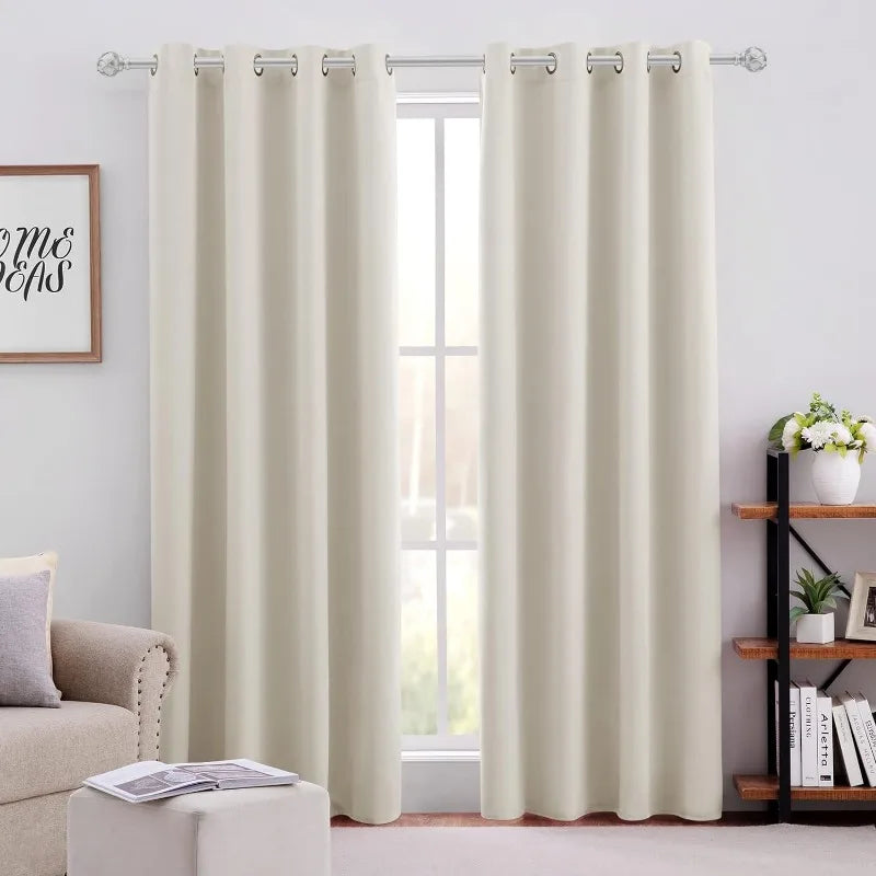 Aqua Blackout Curtains for Bedroom 52 X 84 Inch Length 2 Panels Set Room Darkening Bedroom Curtains