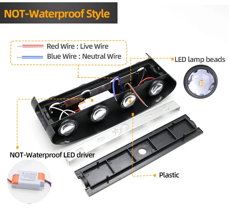 Up and Down LED Wall Lamp Waterproof IP65 Aluminium Interior Wall Light For Bedroom Living Room Corridor Indoor Outdoor Lighting
