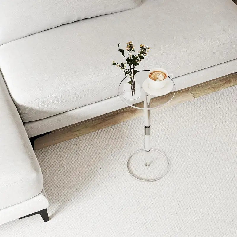 Acrylic Living room kitchen decoration transparent coffee table Modern Simple Drink Table Clear Round End Food Drinks Table
