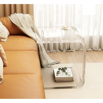 Transparent Acrylic Sofa Side Table Living Room Coffee Table Creative Floor Table With Magazine Rack Bedside Table For Bedroom