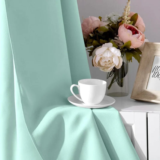 Aqua Blackout Curtains for Bedroom 52 X 84 Inch Length 2 Panels Set Room Darkening Bedroom Curtains