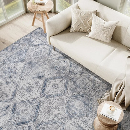 Area Rugs for Living Room, Machine Washable Non Slip Rug Modern Distressed Moroccan Indoor Area Rug Carpet Ultra Soft Rugs