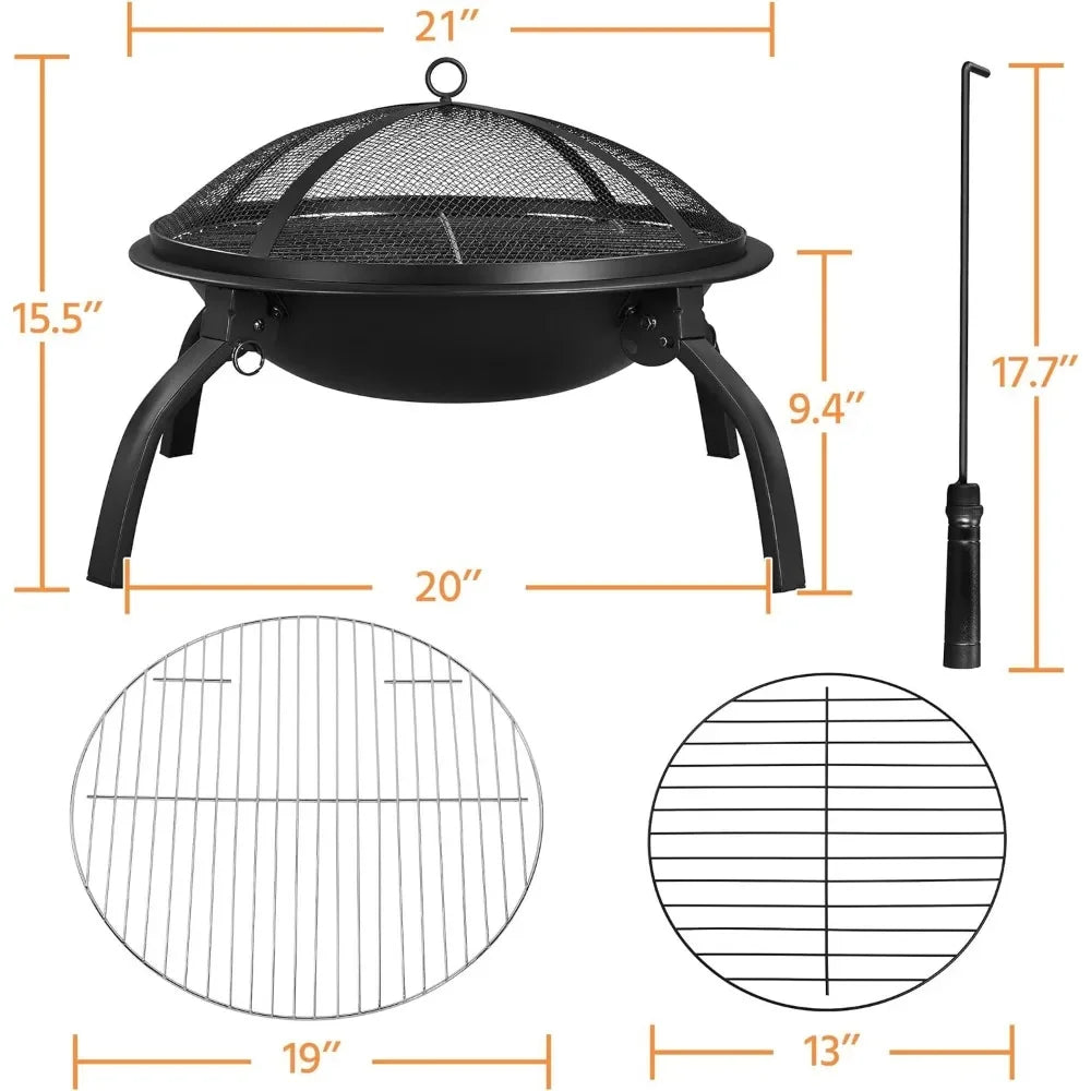 Fire Pit,Portable Folding Steel Fire Bowl Garden Treasures Fire Pit for Outside Fireplace with Carrying Bag,Fire Pits
