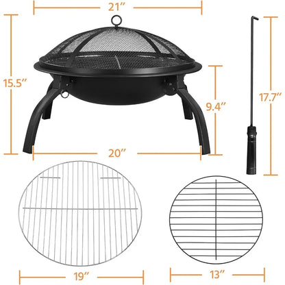 Fire Pit,Portable Folding Steel Fire Bowl Garden Treasures Fire Pit for Outside Fireplace with Carrying Bag,Fire Pits