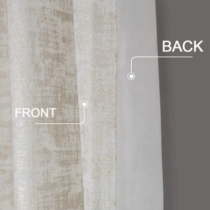 White Soft Velvet Curtains 95 Inch Length Luxury Bedroom Curtains Gold Foil Print Window Curtains for Living Room Set of 2