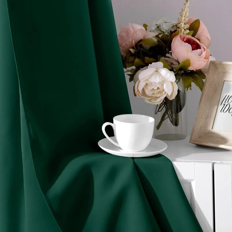 Aqua Blackout Curtains for Bedroom 52 X 84 Inch Length 2 Panels Set Room Darkening Bedroom Curtains