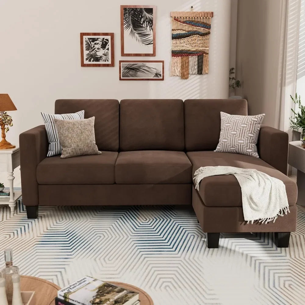 Living Room Sofas, 3 L-Shaped Couch Soft Seat with Modern Linen Fabric,Small Space Sofas for Living Room,Apartment and Office