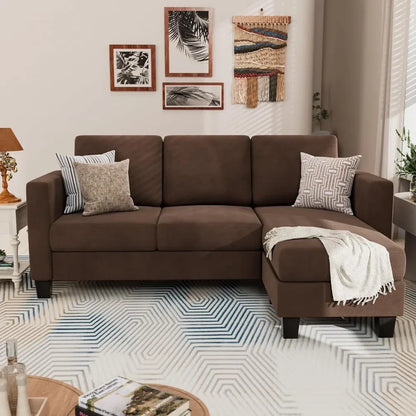 Living Room Sofas, 3 L-Shaped Couch Soft Seat with Modern Linen Fabric,Small Space Sofas for Living Room,Apartment and Office