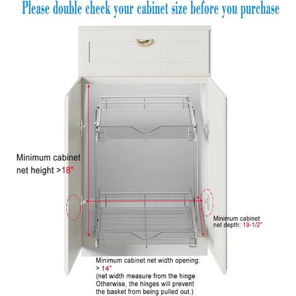 Pull Out Cabinet Organizer, Cabinet Pull Out Shelves, 2 Tier Pull Out Drawers for Kitchen Cabinets,