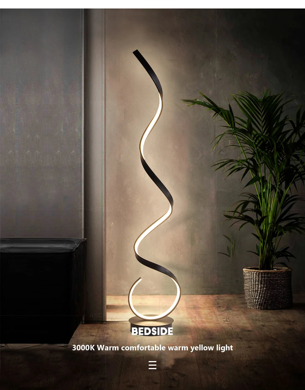 Modern LED Floor Lamp Home Decor Spiral Line Lights Bedroom Living Room Sofa Corner Black White Indoor Vertical Lighting Lustre
