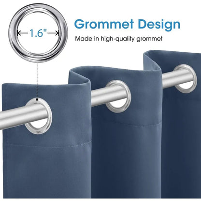 Aqua Blackout Curtains for Bedroom 52 X 84 Inch Length 2 Panels Set Room Darkening Bedroom Curtains