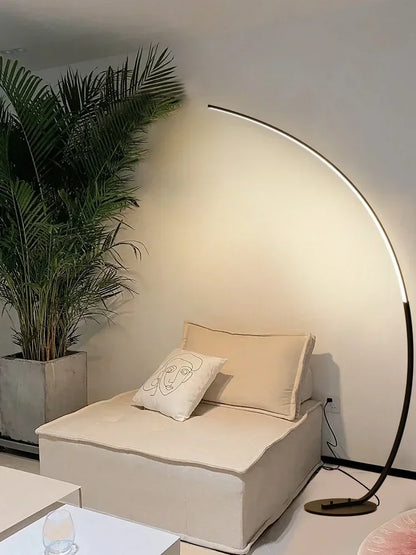 Nordic LED Corner Light Arc RGB Floor Lamps Black White C APP Remote Floor Lights Stand Light for Dining Living Room Decor